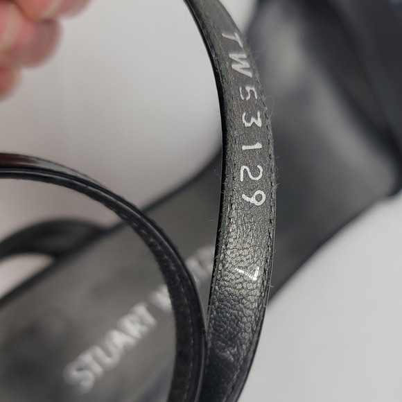 Stuart Weitzman Black Patent Open Toe Strappy Sandals Wedge size 7 - Picture 9 of 10